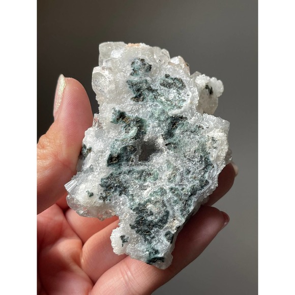 Clear Apophyllite on Blue Chalcedony | Apophyllite Specimen with Stilbite - Picture 5 of 8
